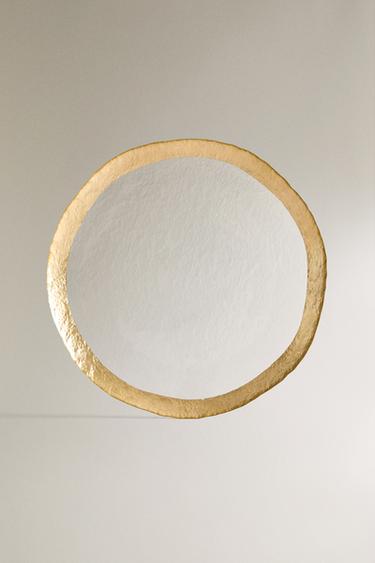 GLASS SERVICE PLATE WITH RIM - Gold by Zara