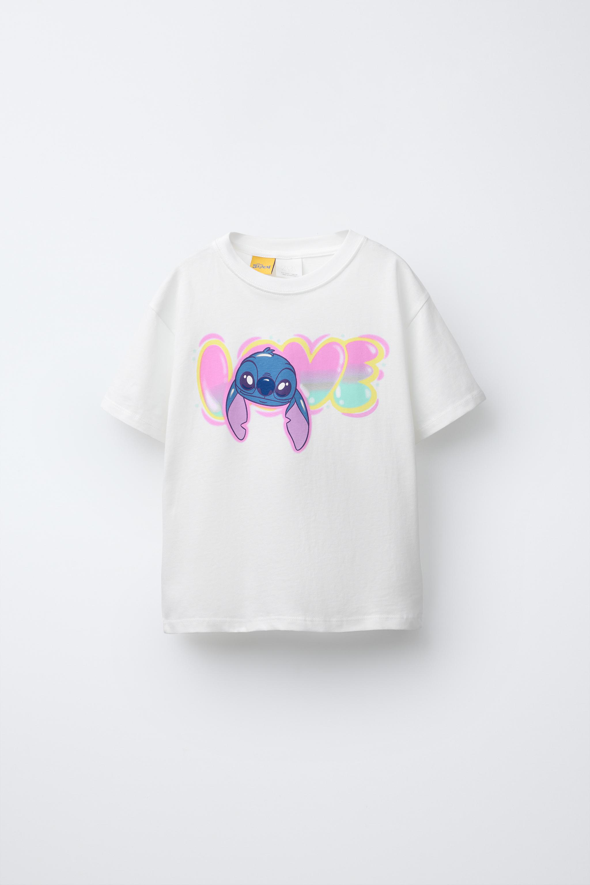 【HELLO SUNRISE】 HS Doodle Typo Stitch Tee / 追跡付 LILO & STITCH © DISNEY PRINTED T-SHIRT - White | ZARA United