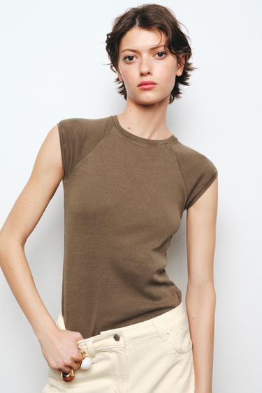 CAMISETA ALGODÓN LAVADA - Tostado oscuro de Zara - Imagen 0