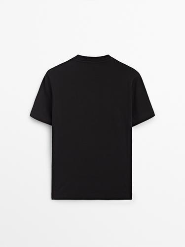 T-shirt à manches courtes 100 % coton - Noir de Zara