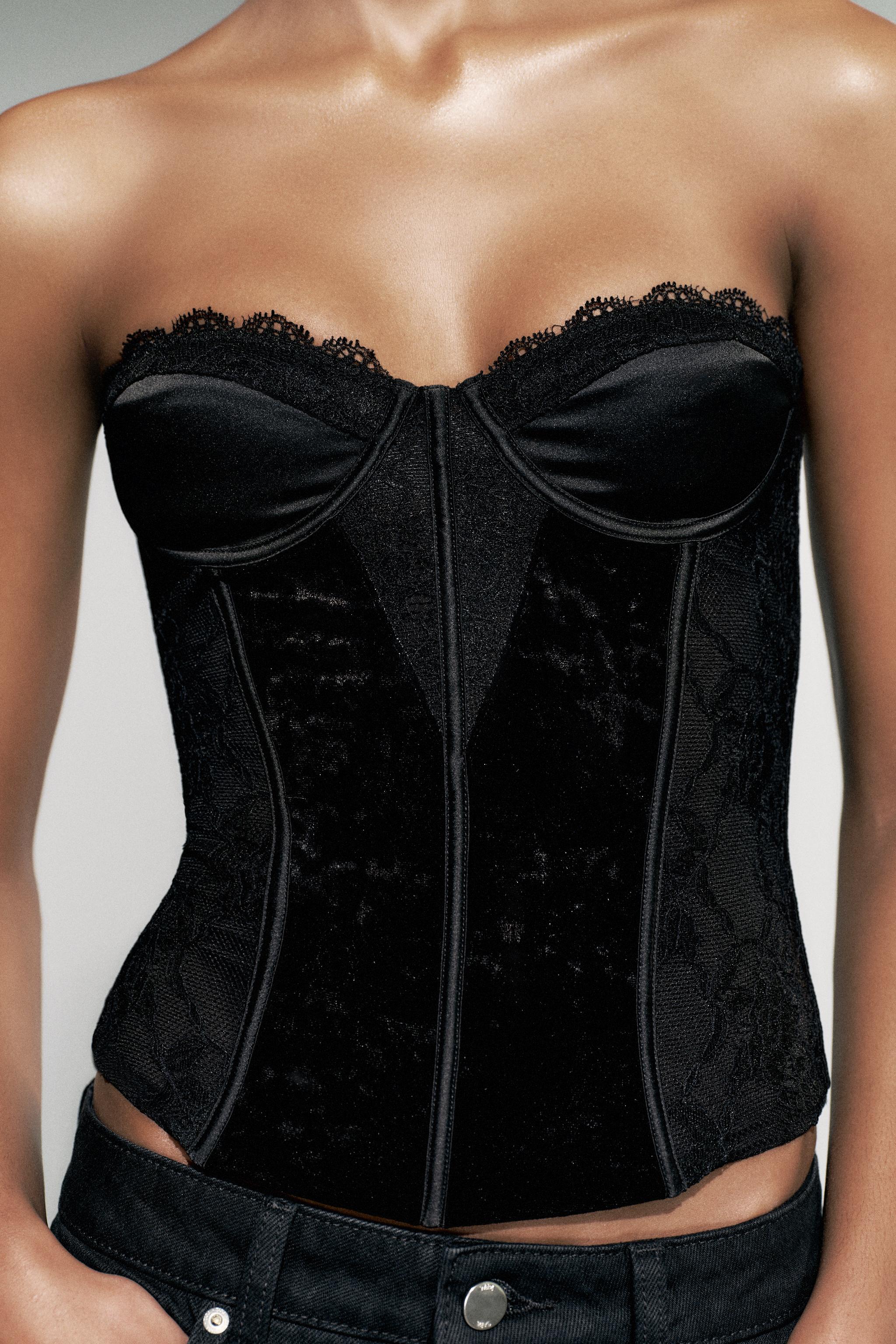 CORSET VELOURS DENTELLE