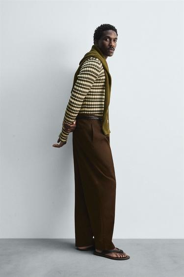 PULL EN JACQUARD À RAYURES - Kaki de Zara - Image 3