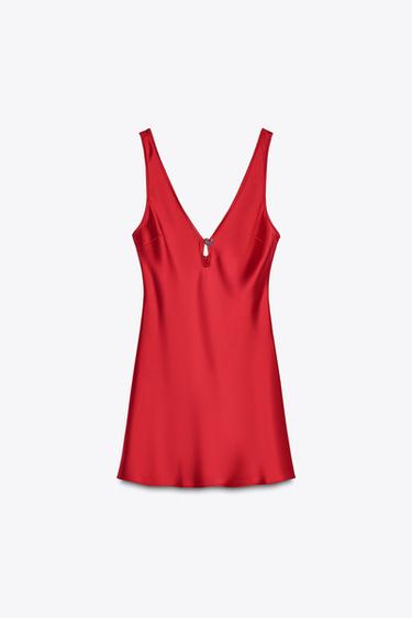 SATIN HEART DRESS - Red by Zara - Image 4