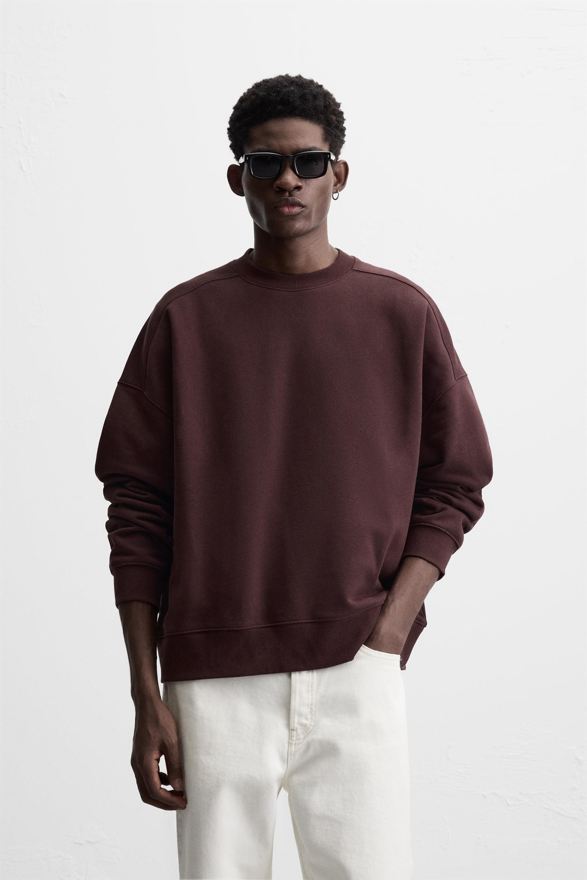 BOXY FIT CREW NECK SWEATSHIRT - Dark eggplant | ZARA United BOXY FIT CREW NECK SWEATSHIRT - Dark eggplant | ZARA United