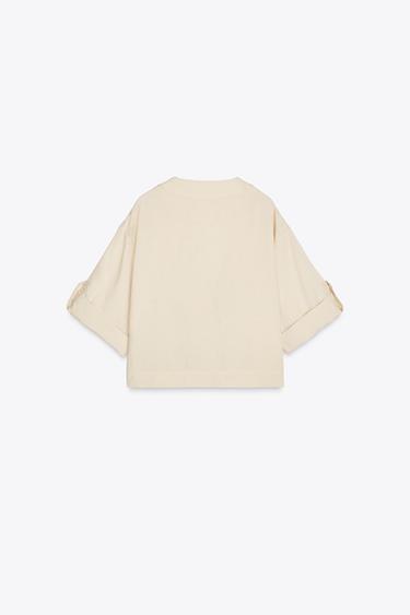 VESTE À MANCHES RETROUSSÉES - Sable de Zara - Image 6