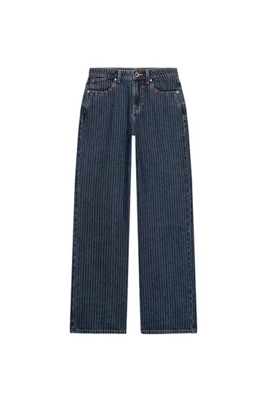 JEANS Z1975 STRAIGHT LOW-RISE STRIPED - Blue by Zara