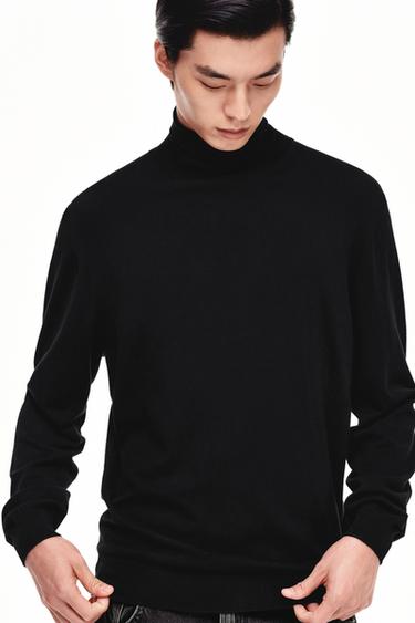 Zara 基本款高領針織衫 - 黑色