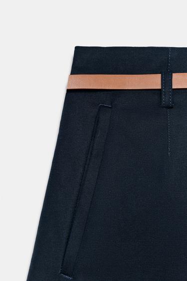 SHORT TAILLE HAUTE AVEC CEINTURE - Bleu marine de Zara - Image 7
