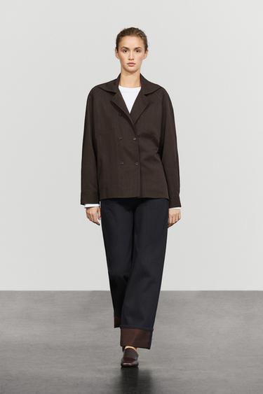 Double-breasted detail shirt — Brown 1