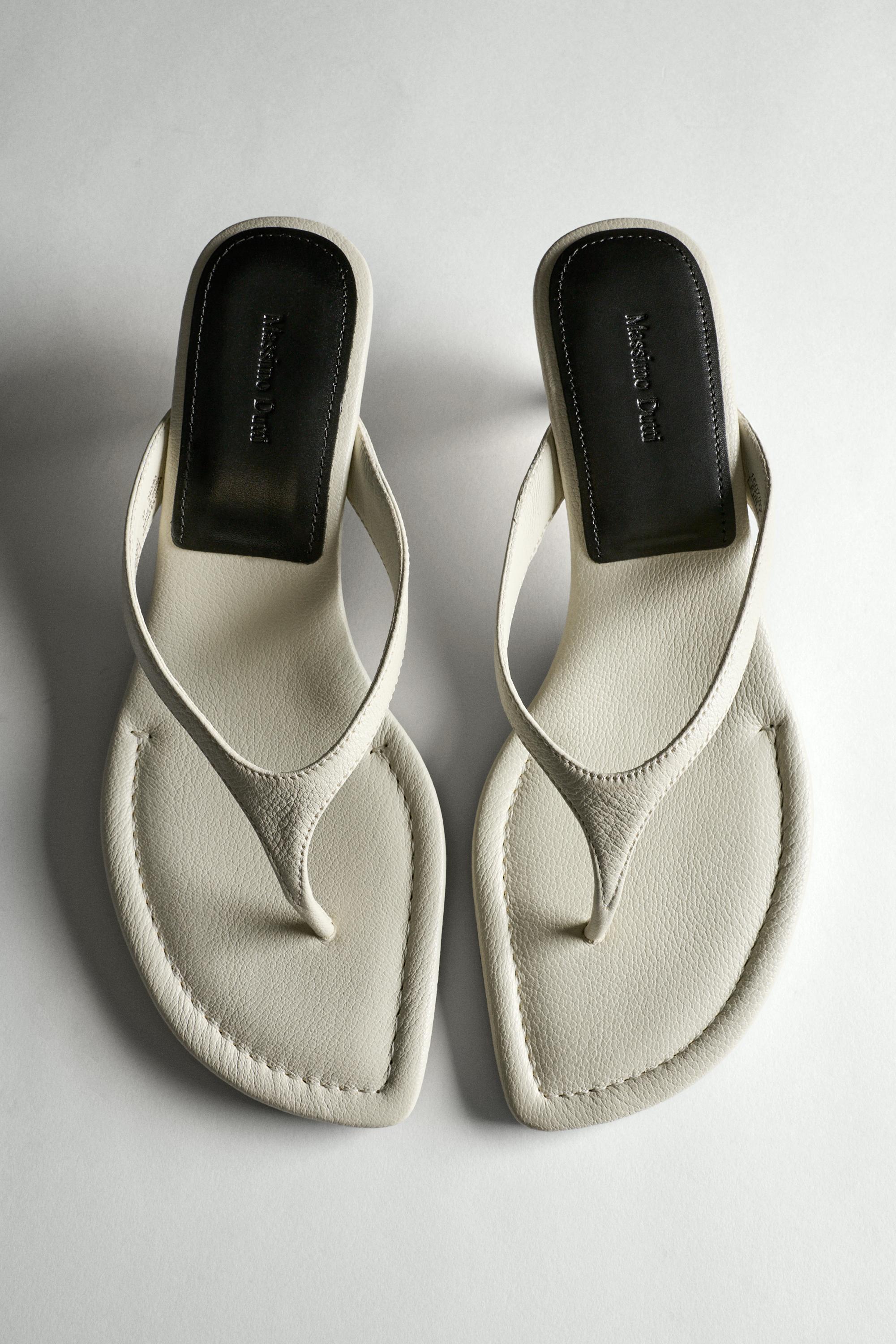 Leather heeled sandals — White