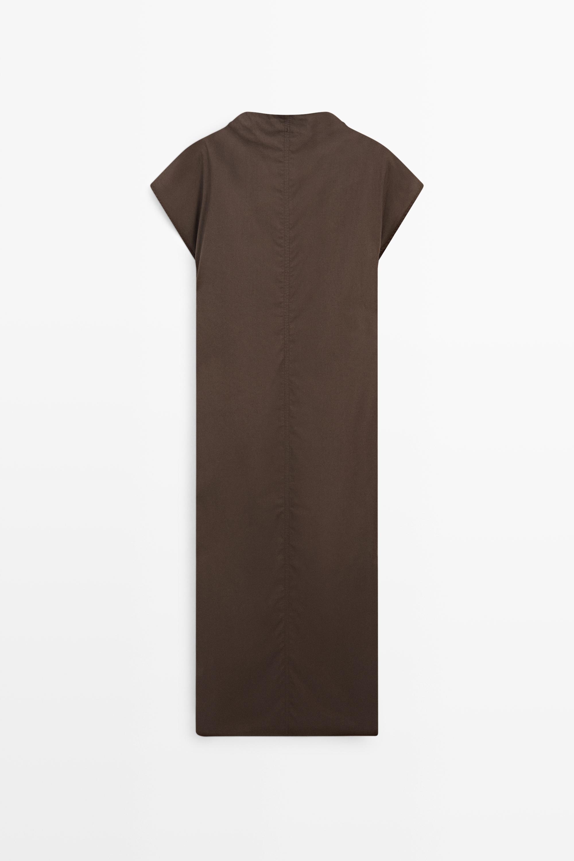 100% cotton poplin draped dress