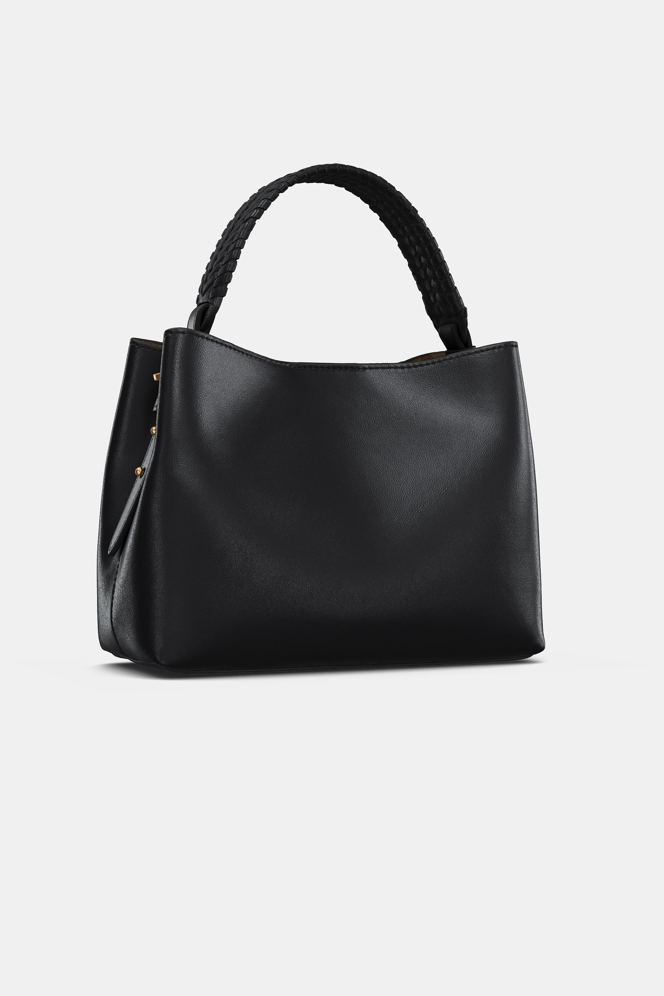 BRAIDED-HANDLE HANDBAG - Black | ZARA United States