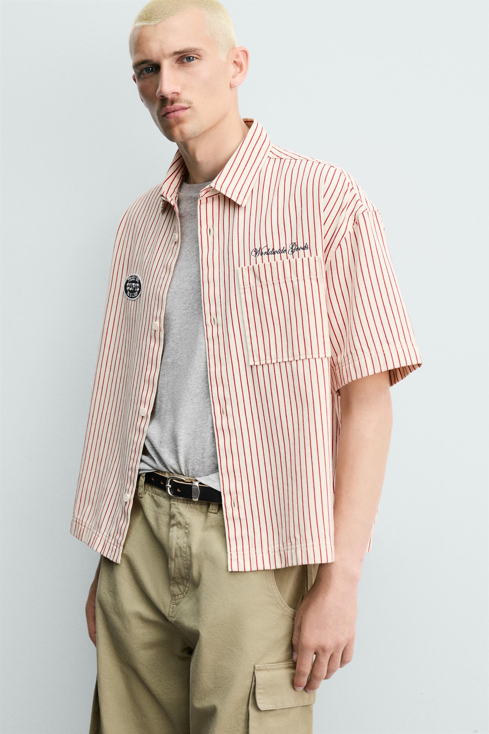 CONTRAST STRIPED PATCH OVERSHIRT
