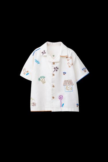 CAMISA BORDADOS GRANJA - Crudo de Zara - Imagen 0