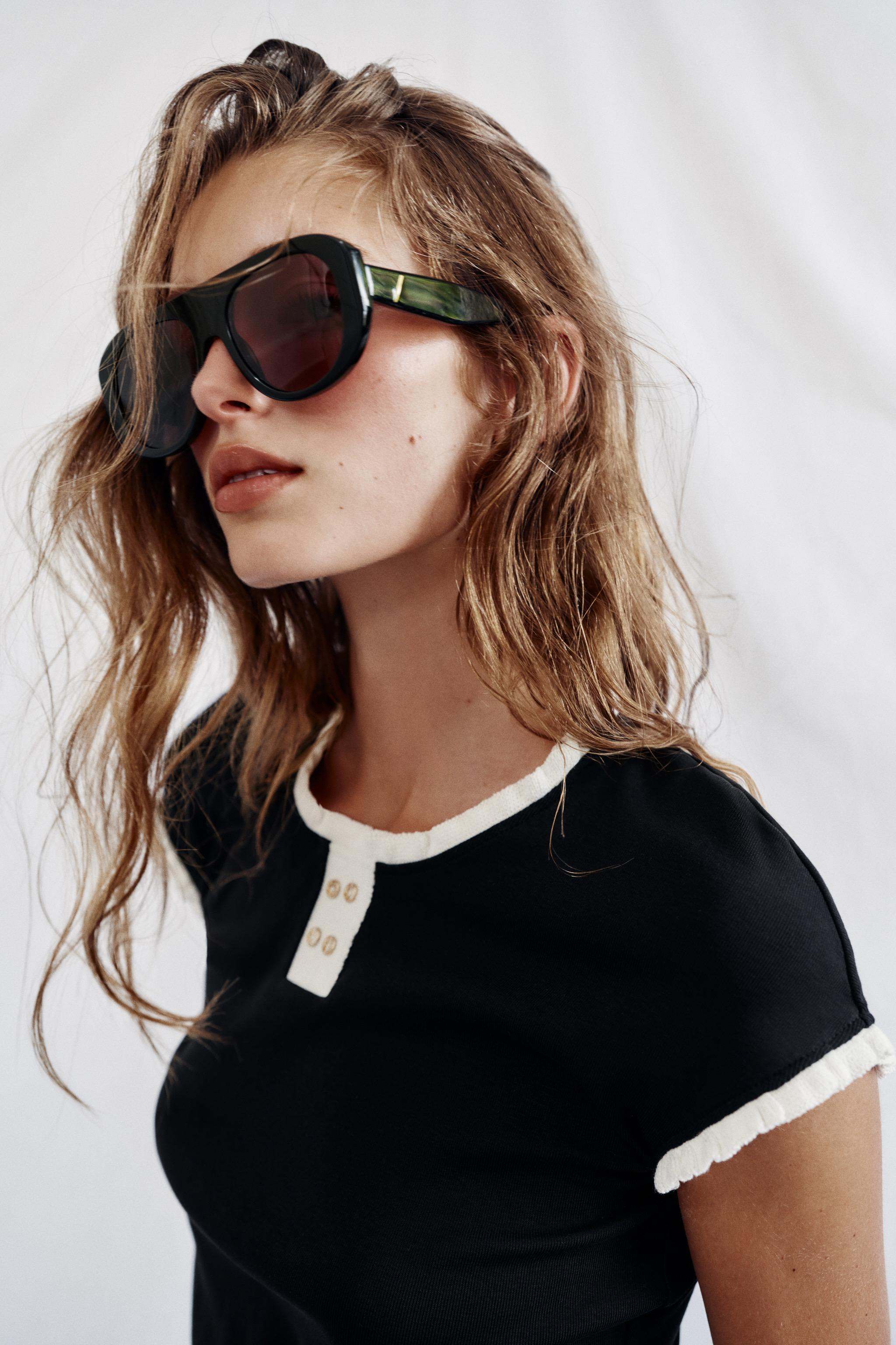 Женские топы Zara BUTTONED PIPING TOP — фото 4