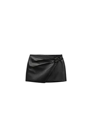 FAUX LEATHER SKIRT WITH BUCKLES
