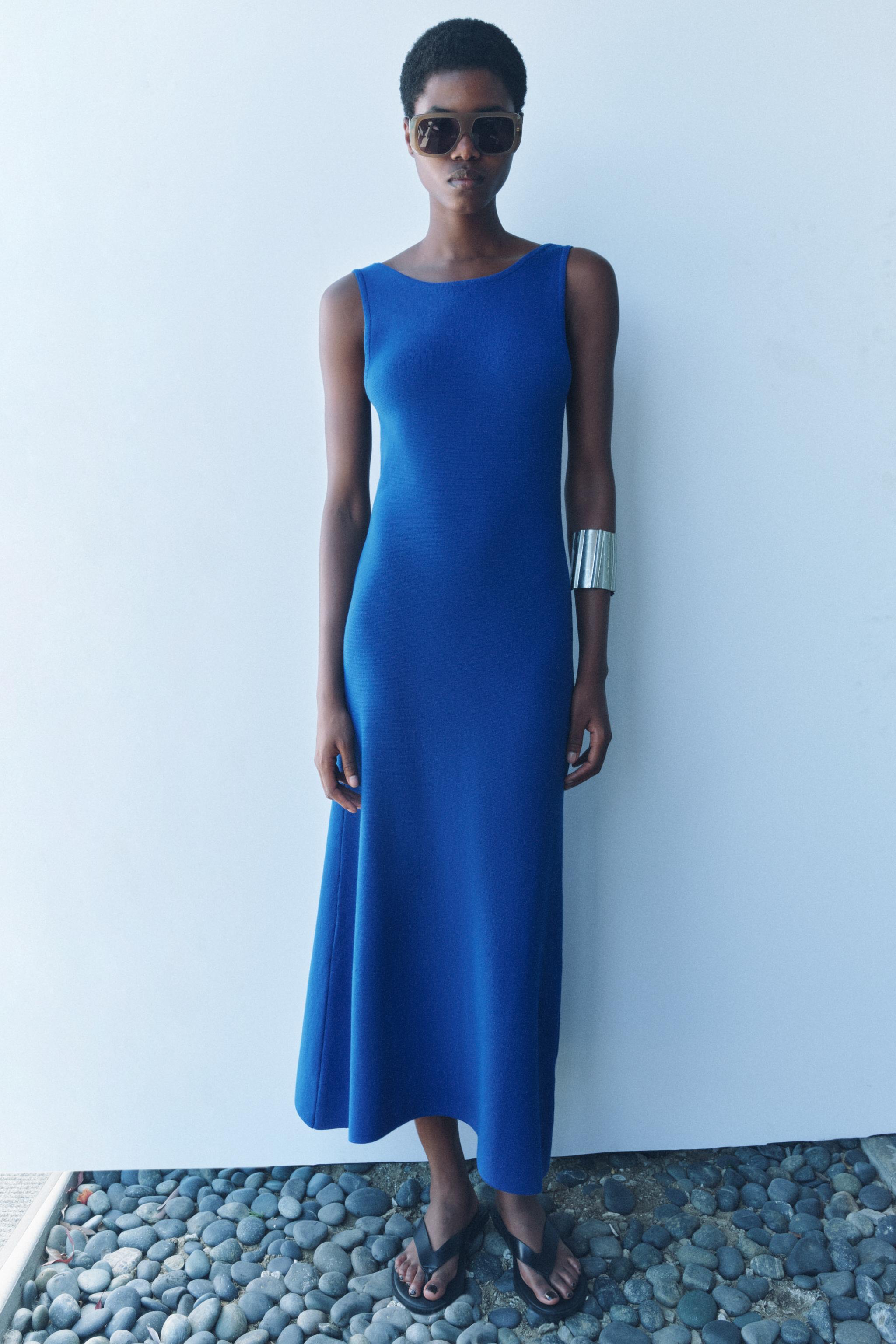 KNIT DRESS WITH OPEN BACK - Bluish | ZARA United States