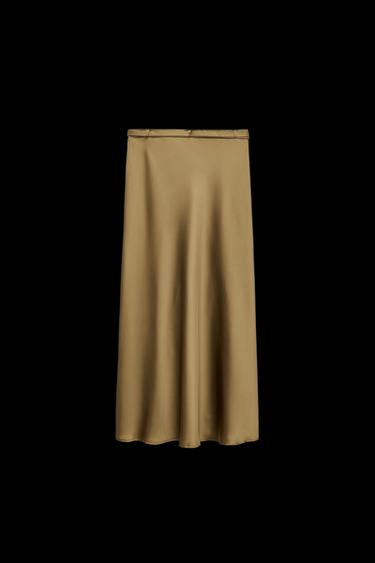 FALDA MIDI CINTURÓN - Aceite de Zara