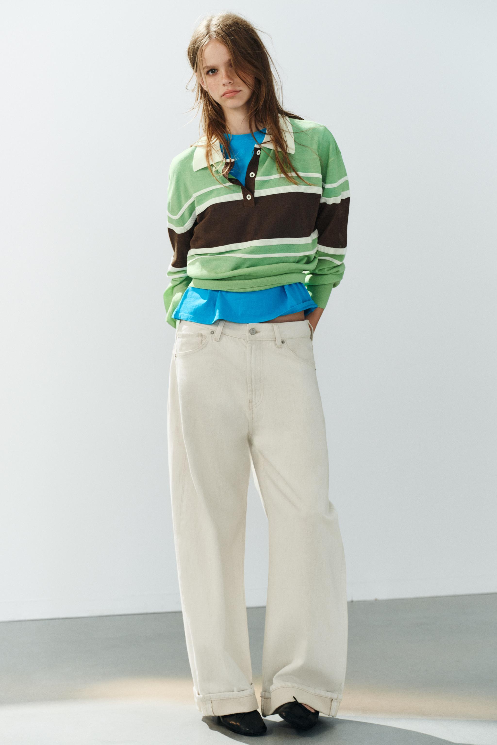 STRIPED KNIT POLO — only one