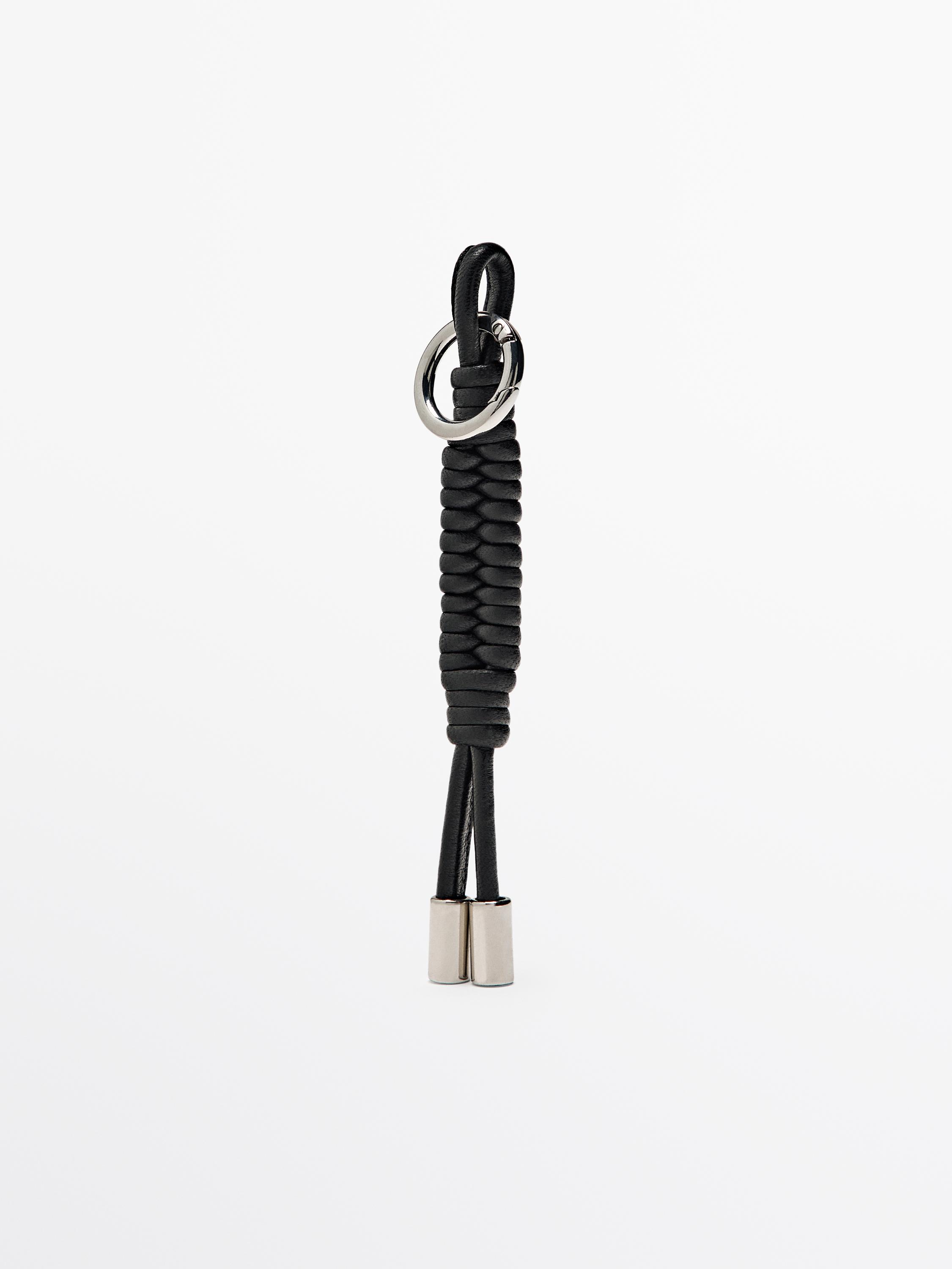 Nappa leather charm key ring with knots - Brown | ZARA