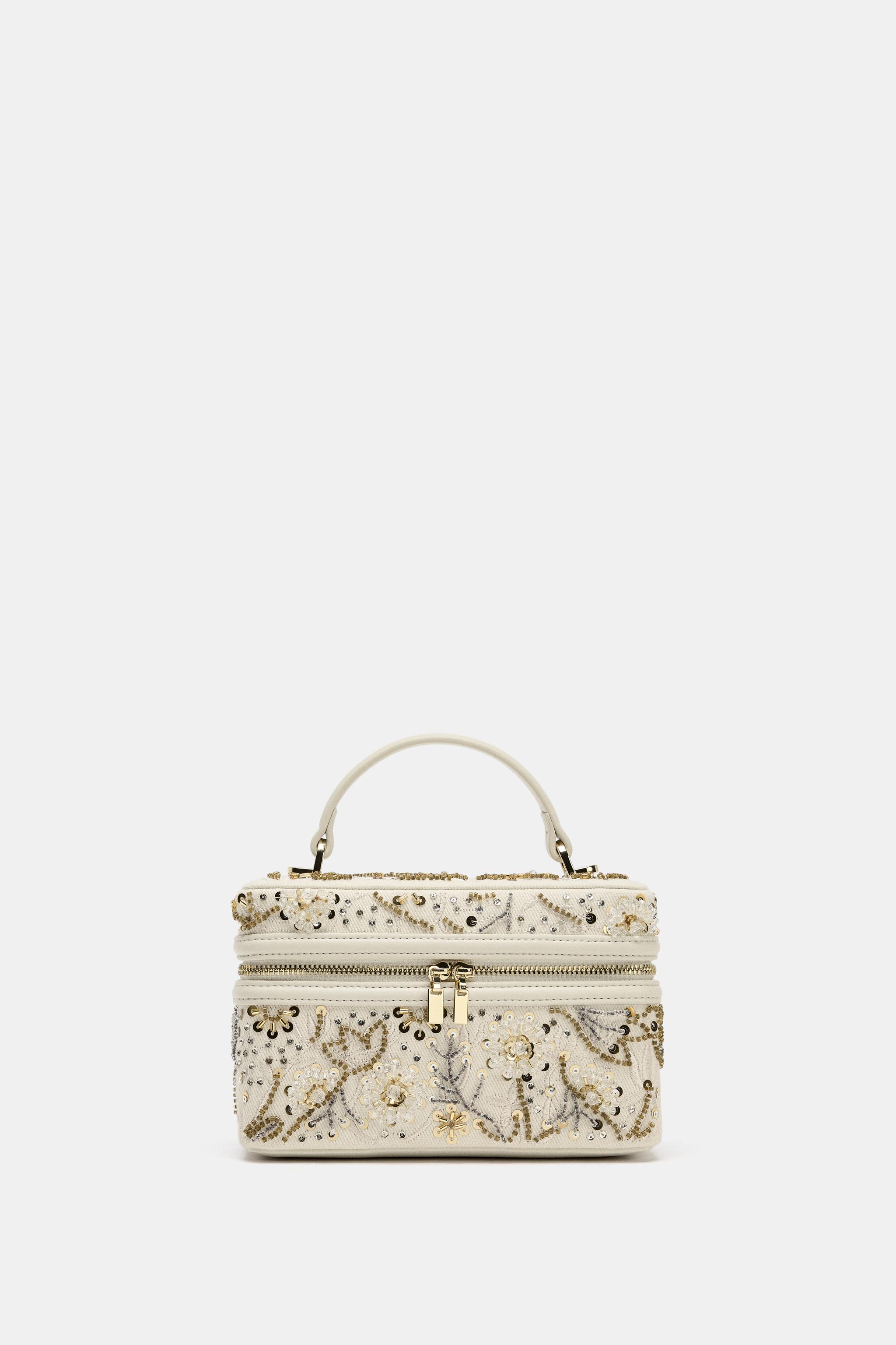 BOLSA RÍGIDA COM BRILHOS - Cru | ZARA Brasil