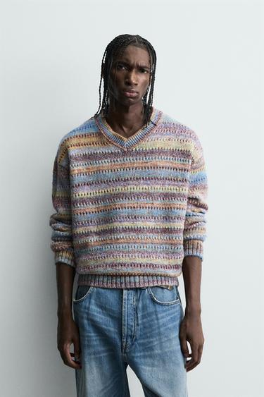 PULL AJOURÉ À RAYURES - Multicolore de Zara