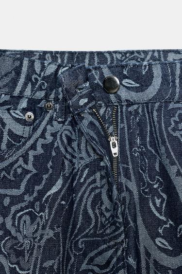 ZW COLLECTION JACQUARD DENIM TROUSERS - Blue by Zara - Image 8