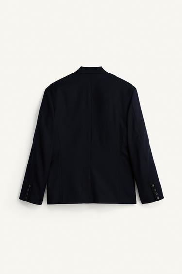 Zara RELAXED FIT CONTRAST EMBROIDERED BLAZER - Blue