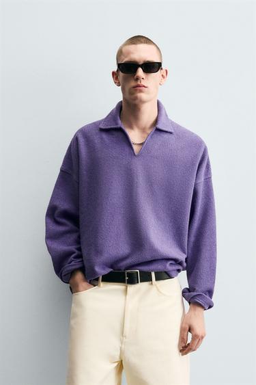 POLO RELAXED FIT TEXTURA - Morado de Zara