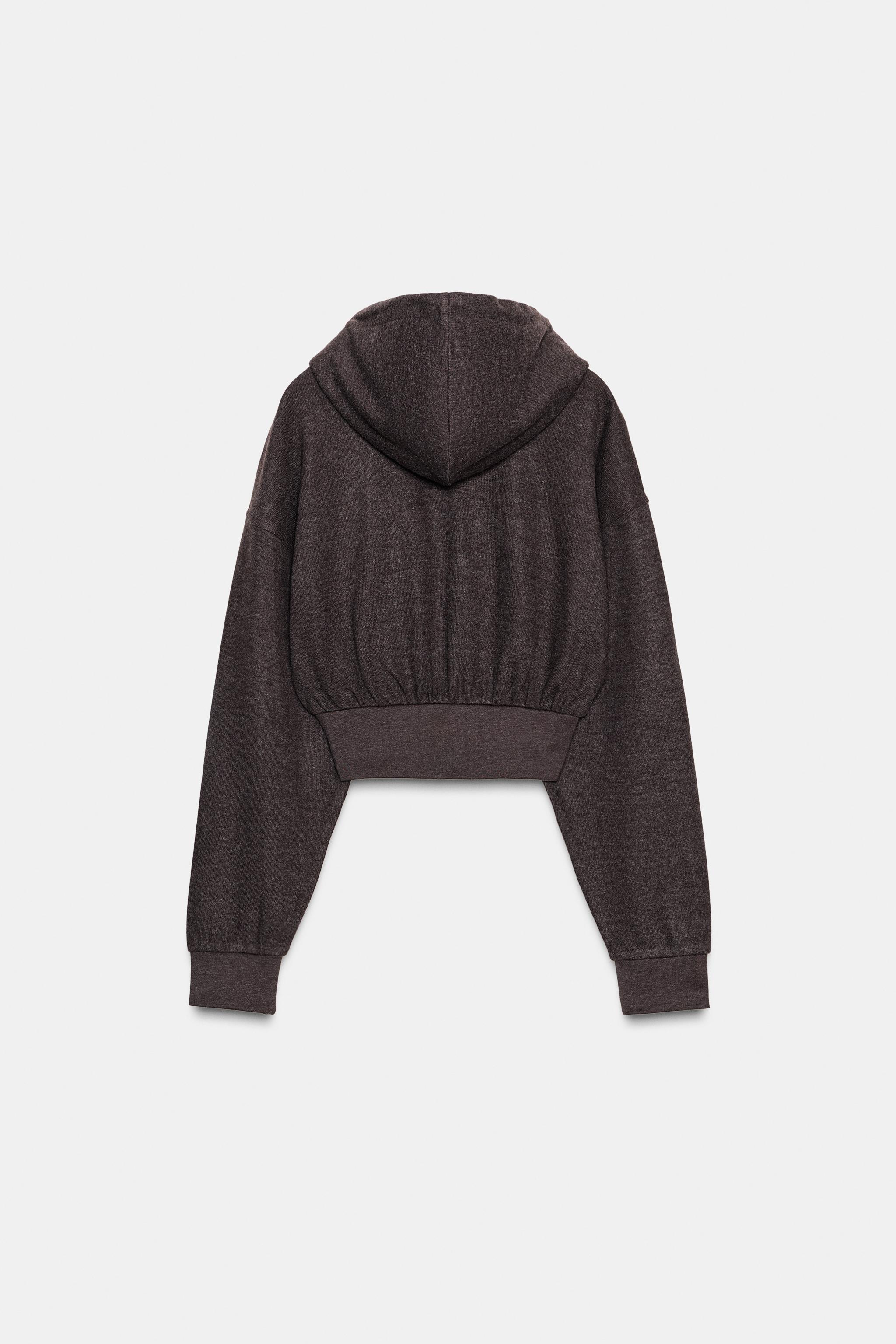 CROPPED HOODIE SWEATSHIRT - Dark gray | ZARA United States