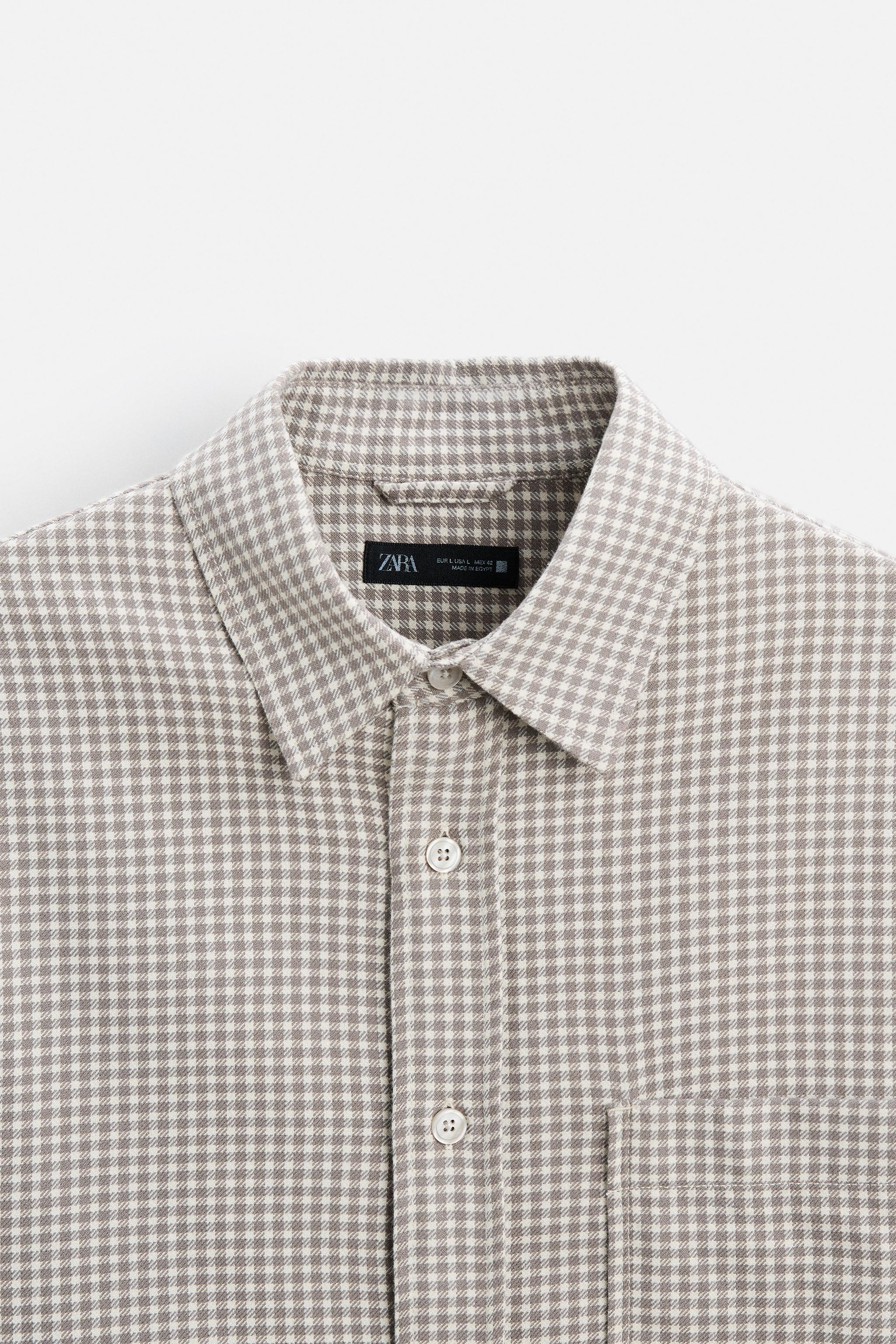 【KOOLOSET】Linen Check Texture Shirt Men's Blended Linen Green Checked Contemporary Fit Full