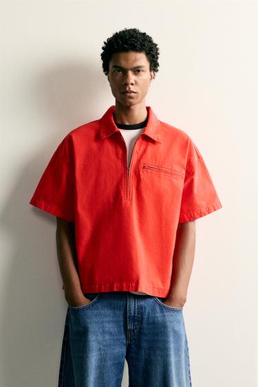 POLO DENIM BOXY FIT - Rojo de Zara