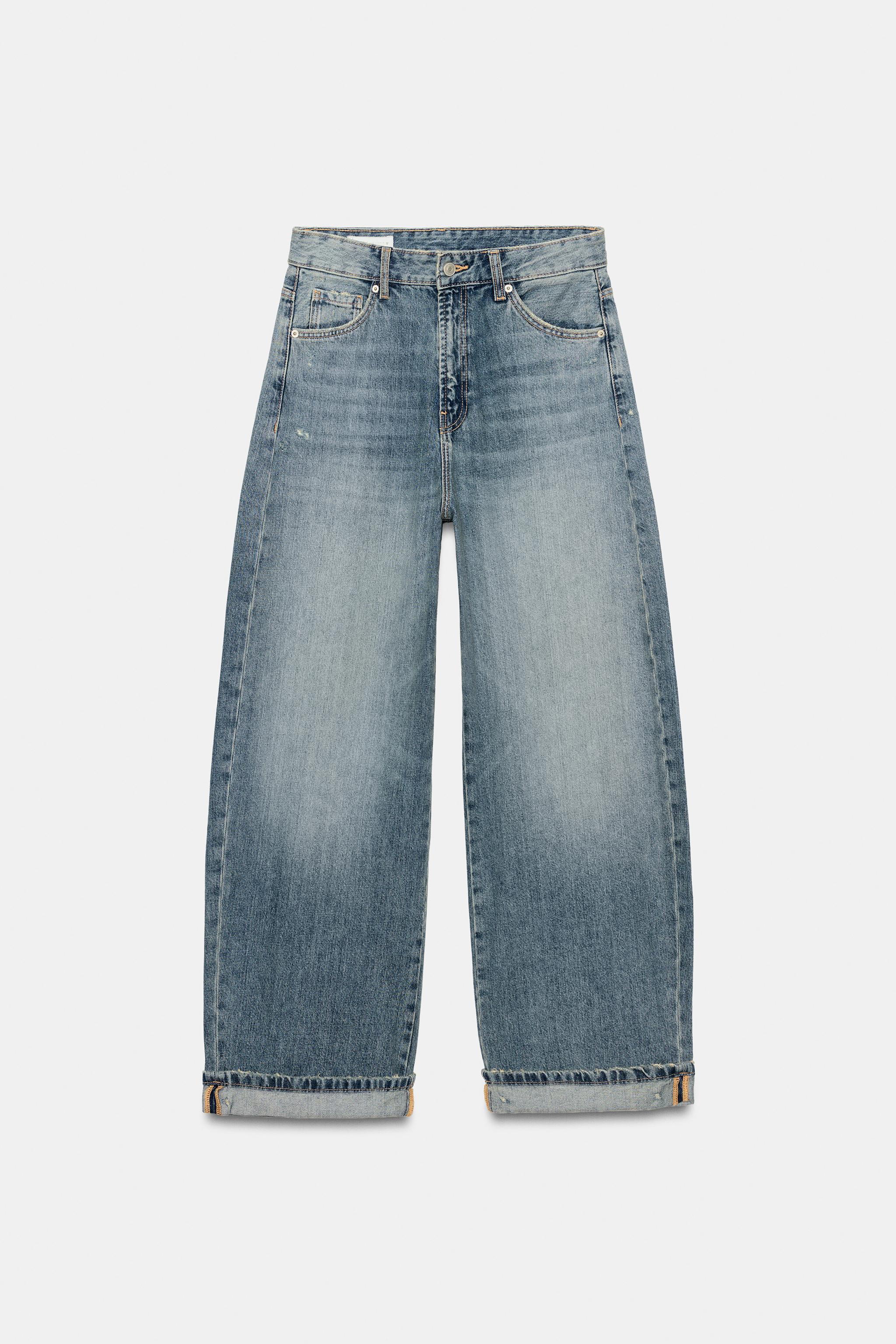 TRF MID-RISE BAGGY FOLDED JEANS