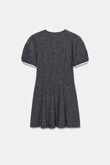 ROBE COURTE À NŒUD - Bleu marine / Blanc de Zara - Image 7