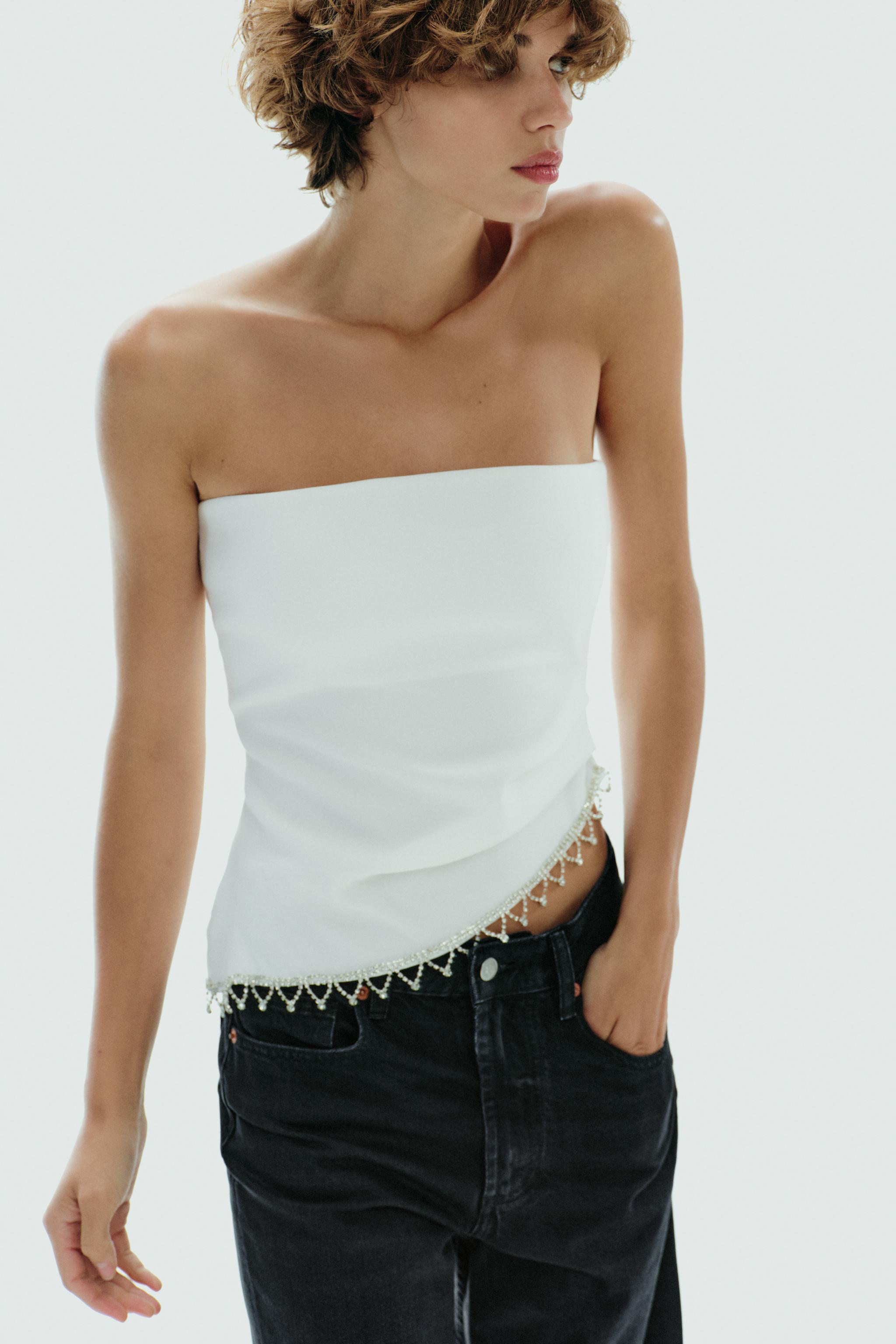 JEWEL STRAPLESS TOP - Oyster-white | ZARA South Africa