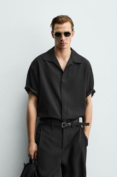 RELAXED FIT FLOWING SHIRT - Black by Zara