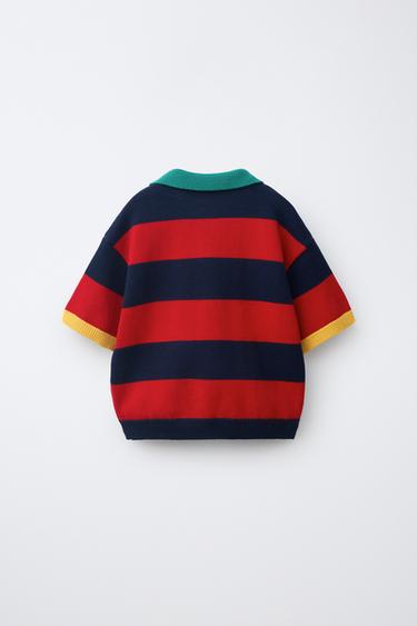 POLO PUNTO RAYAS - rojo/marino de Zara
