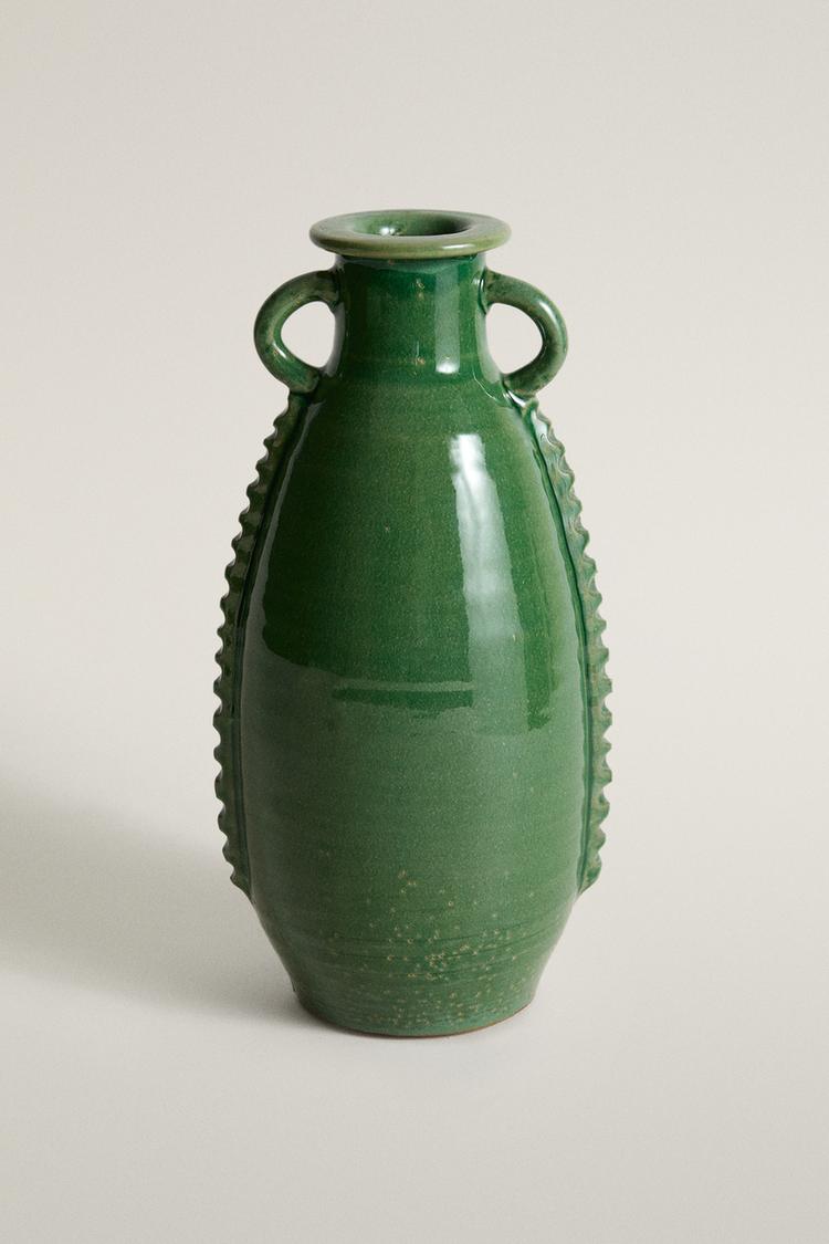 DECORATIVE TERRACOTTA VASE — Green