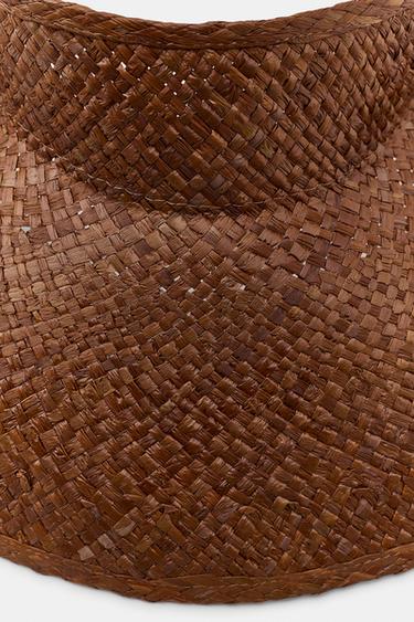 100% RAFFIA BRAIDED VISOR - Brown by Zara - Image 3