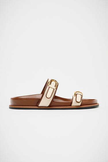 SANDALIA TIRA HEBILLAS - Marrón de Zara