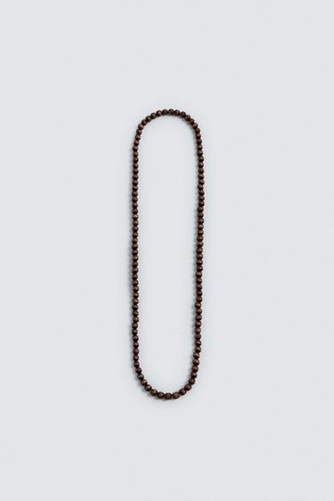 WOODEN BEAD NECKLACE - Dark brown by Zara - Image 0