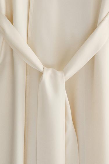 PLAIN SATEEN DRESSING GOWN - Ecru by Zara - Image 3