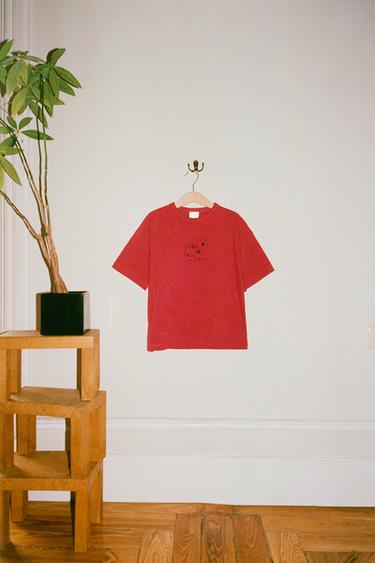 ORFAYO © EMBROIDERED T-SHIRT - Red by Zara - Image 1