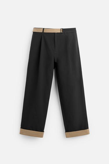 TROUSERS WITH CONTRAST BELT - Black by Zara