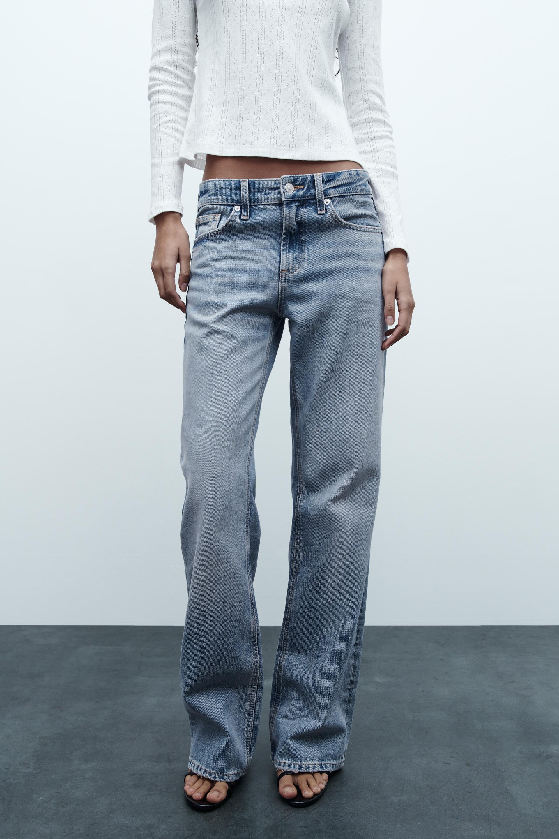 MID-RISE FLARED CROPPED TRF JEANS - Blue