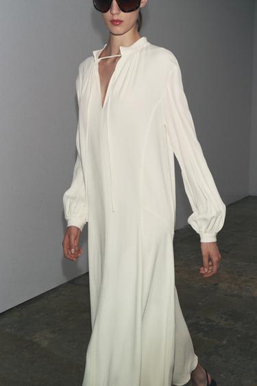 ROBE À NŒUDS ZW COLLECTION - Blanc cassé de Zara - Image 4