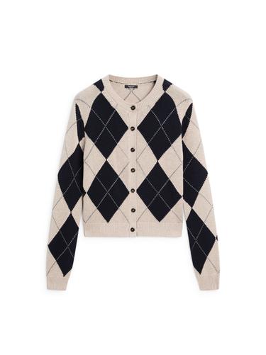 Cardigan en maille losanges coton mélangé - Bleu marine de Zara