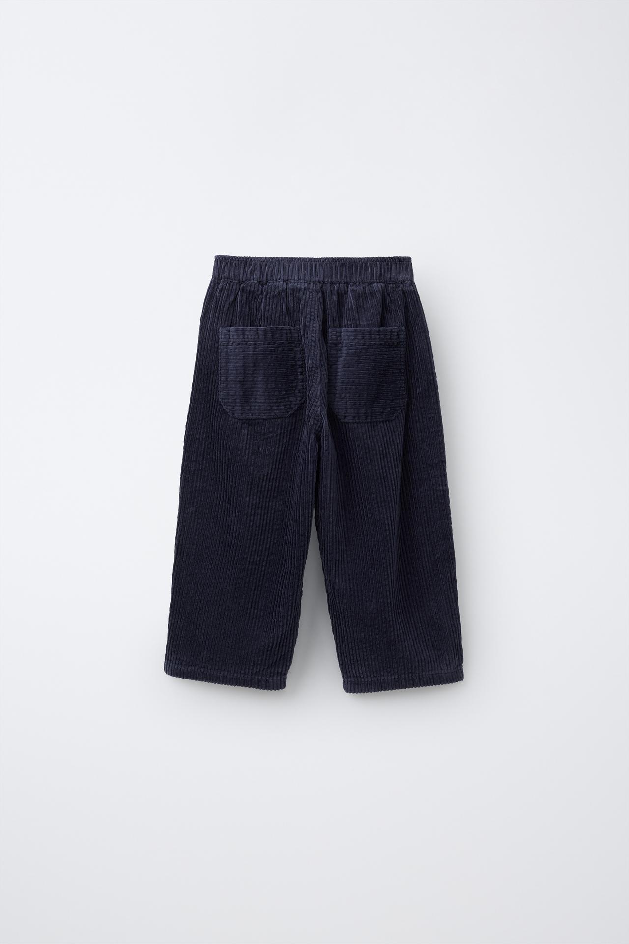 CORDUROY SEERSUCKER BAGGY PANTS — Blue