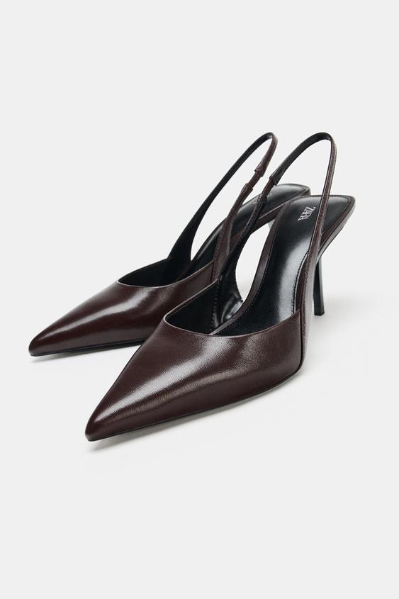 CHAUSSURES À talons EN CUIR BRIDE ARRIÈRE - Marron de Zara - Image 4