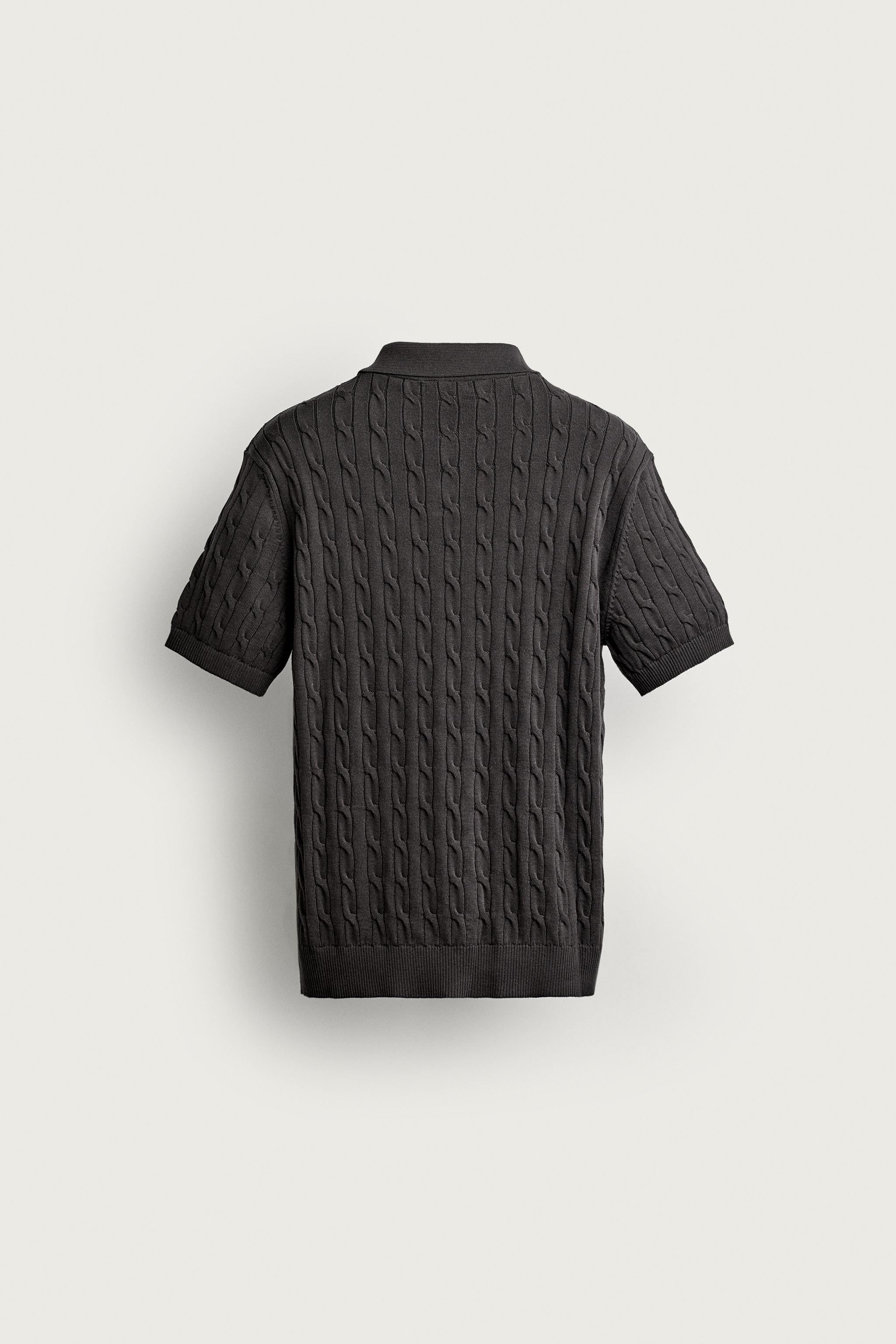 Мужские рубашки Zara CABLE KNIT POLO SHIRT — фото 8